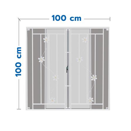 หน้าต่างบานเลื่อน อะลูมิเนียม มุ้ง เหล็กดัด MHOLARN ลายดอกไม้ 100X100 ซม. หนา 8.5 ซม. สีขาว_0