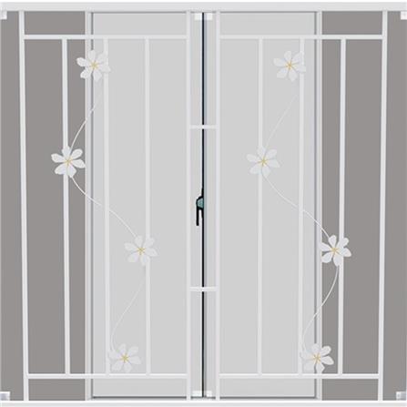 หน้าต่างบานเลื่อน อะลูมิเนียม มุ้ง เหล็กดัด MHOLARN ลายดอกไม้ 100X100 ซม. หนา 8.5 ซม. สีขาว_1