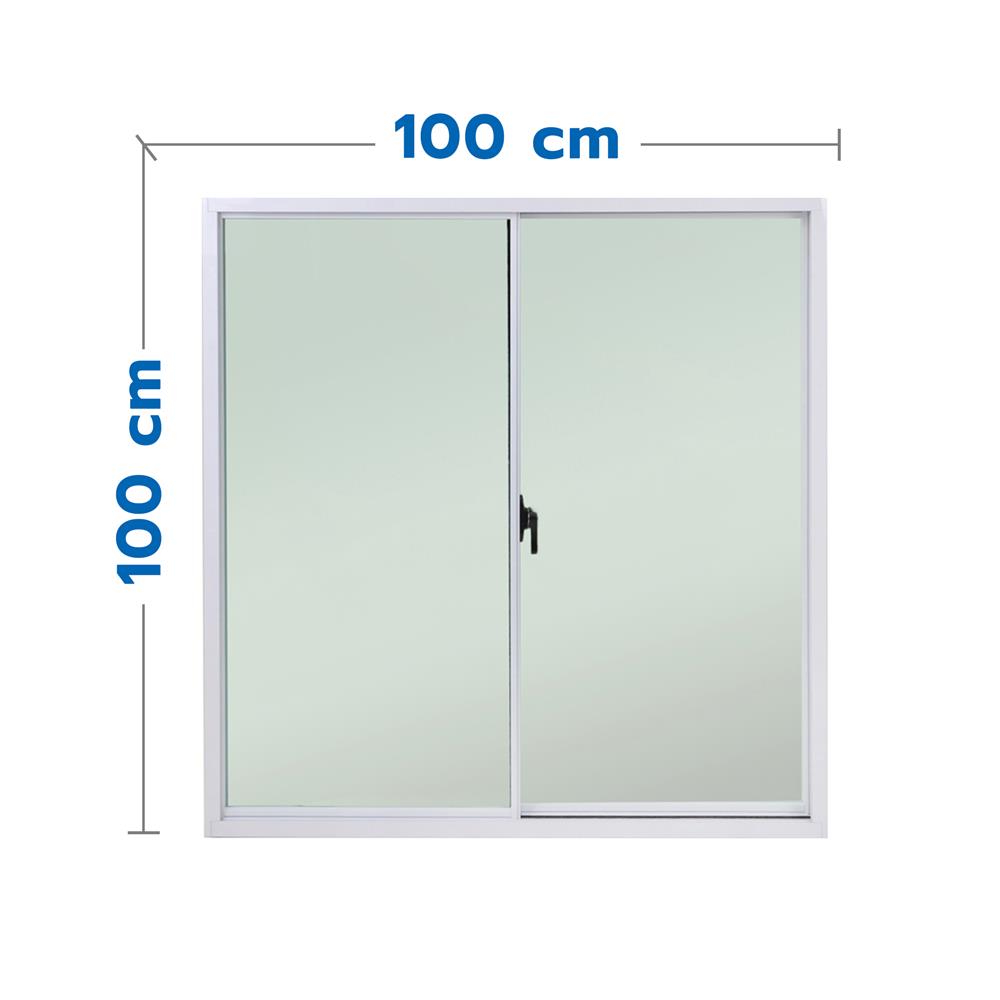 หน้าต่างบานเลื่อน อะลูมิเนียม S-S MHOLARN P8.5 100X100 ซม. หนา 8.5 ซม. สีขาว