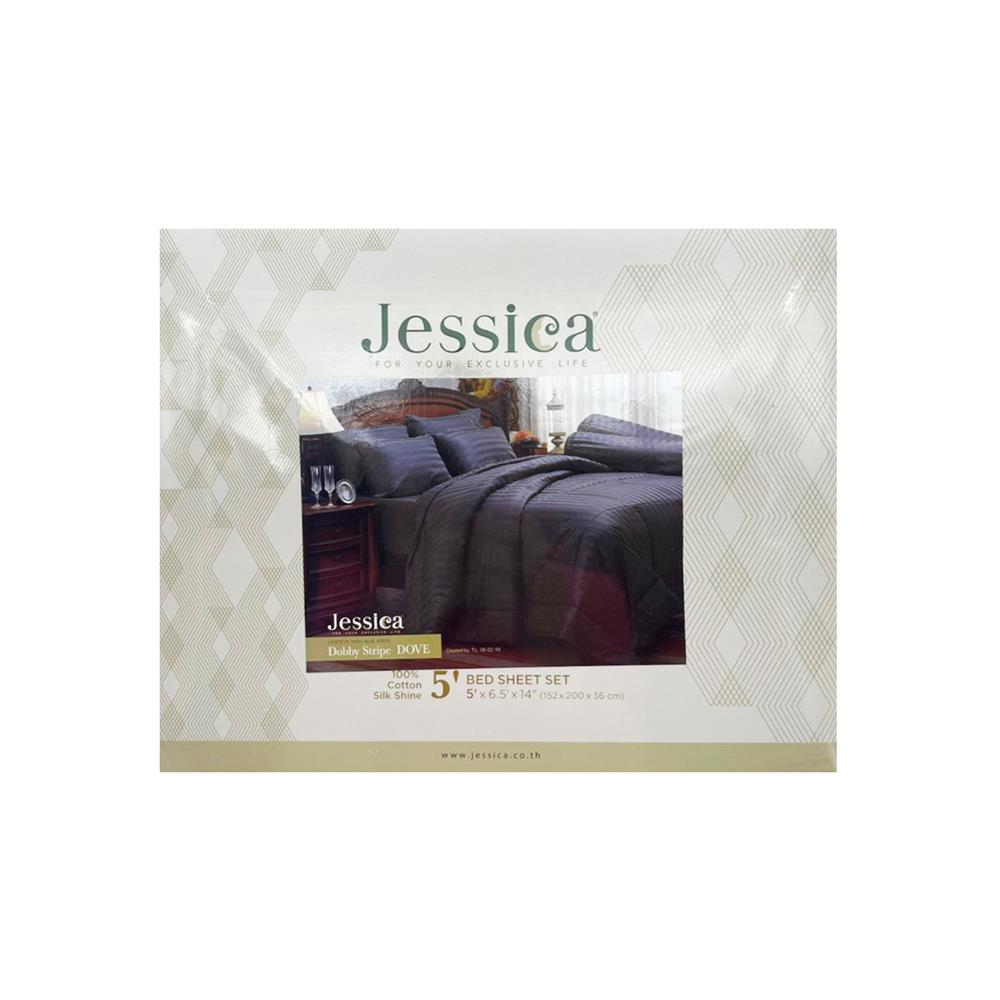 ชุดผ้าปูที่นอน 5 ฟุต 5 ชิ้น JESSICA COTTON STRIPE 20075-DOVE