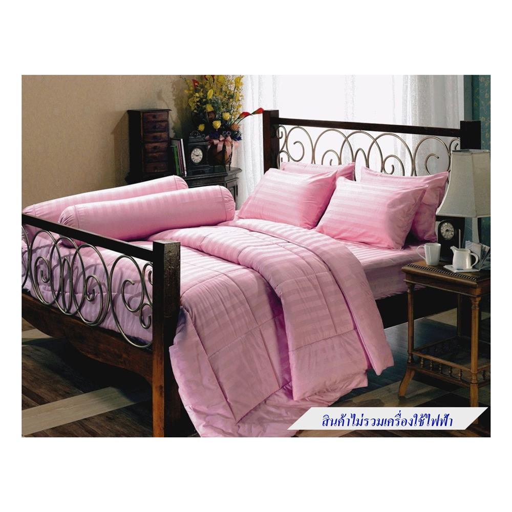 ชุดผ้าปูที่นอน 6 ฟุต 5 ชิ้น JESSICA COTTON STRIPE 20074-PINK