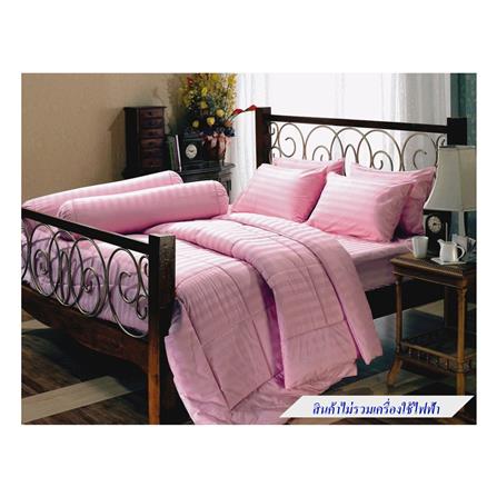 ชุดผ้าปูที่นอน 6 ฟุต 5 ชิ้น JESSICA COTTON STRIPE 20074-PINK_0