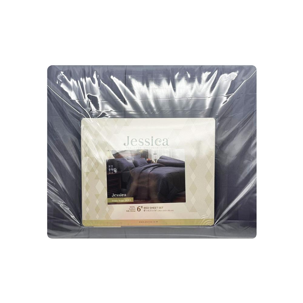 ชุดผ้าปูที่นอน 6 ฟุต 6 ชิ้น JESSICA COTTON STRIPE 20259-DOVE