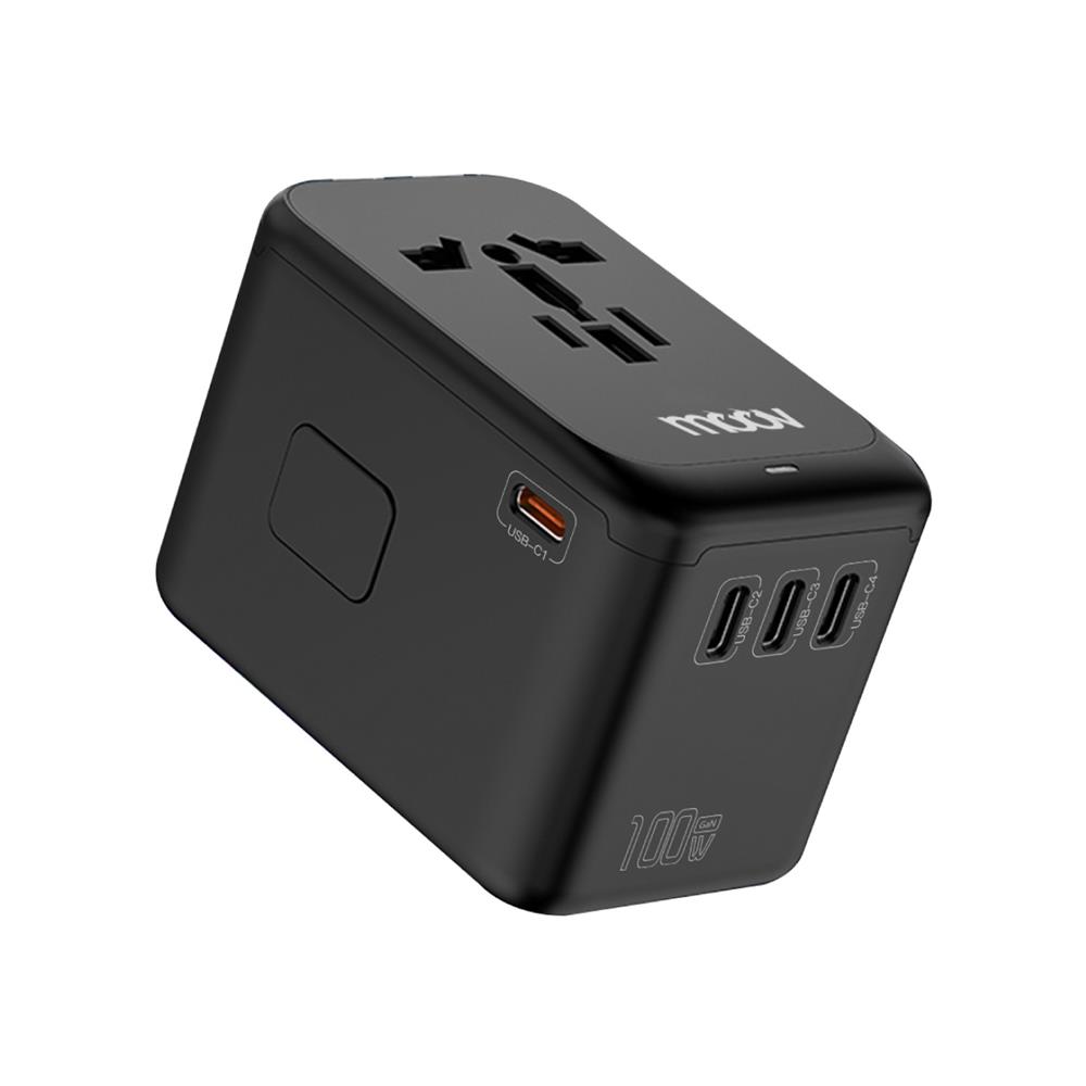 ปลั๊กแปลง 4 IN 1 UNIVERSAL 1 USB 4 TYPE C MOOV TA06 สีดำ
