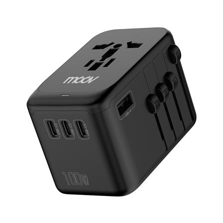 ปลั๊กแปลง 4 IN 1 UNIVERSAL 1 USB 4 TYPE C MOOV TA06 สีดำ_1