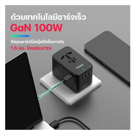 ปลั๊กแปลง 4 IN 1 UNIVERSAL 1 USB 4 TYPE C MOOV TA06 สีดำ_7