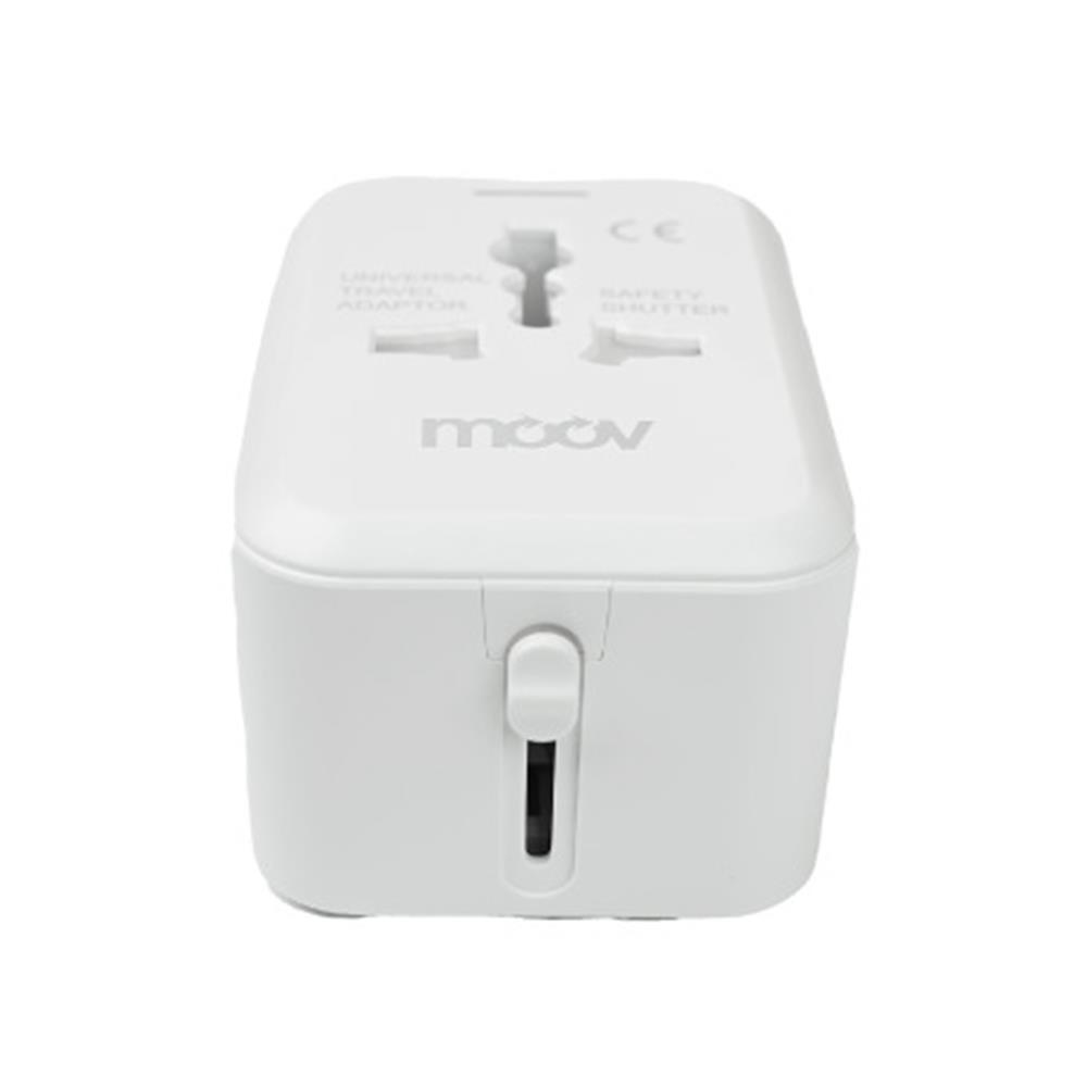ปลั๊กแปลง 4 IN 1 UNIVERSAL 1 USB 1 TYPE C MOOV TA01 สีขาว