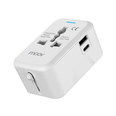ปลั๊กแปลง 4 IN 1 UNIVERSAL 1 USB 1 TYPE C MOOV TA01 สีขาว_0