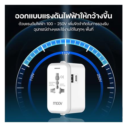 ปลั๊กแปลง 4 IN 1 UNIVERSAL 1 USB 1 TYPE C MOOV TA01 สีขาว_4