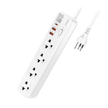 รางปลั๊กไฟ 4 ช่อง 1 สวิตช์ 2 USB 1 TPYE C VEGER VPST-3U3 20 วัตต์ 3 ม. สีขาว_1
