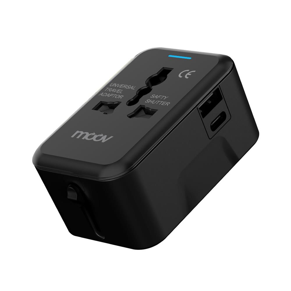 ปลั๊กแปลง 4 IN 1 UNIVERSAL 1 USB 1 TYPE C MOOV TA01 สีดำ_1