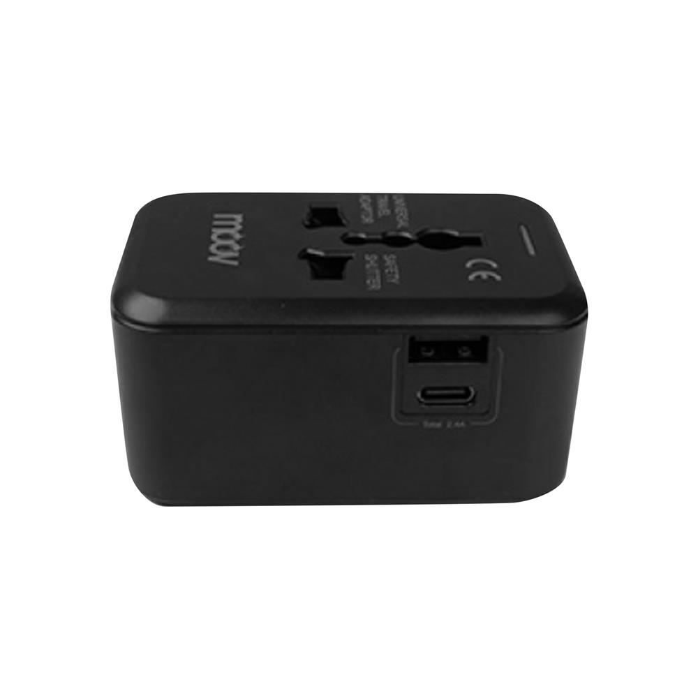 ปลั๊กแปลง 4 IN 1 UNIVERSAL 1 USB 1 TYPE C MOOV TA01 สีดำ