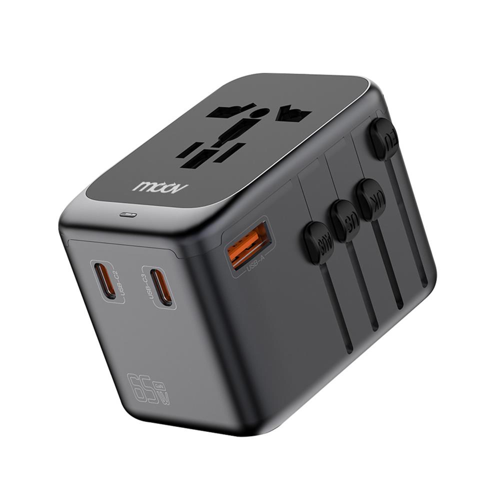 ปลั๊กแปลง 4 IN 1 UNIVERSAL 1 USB 3 TYPE C MOOV TA05 สีดำ_1