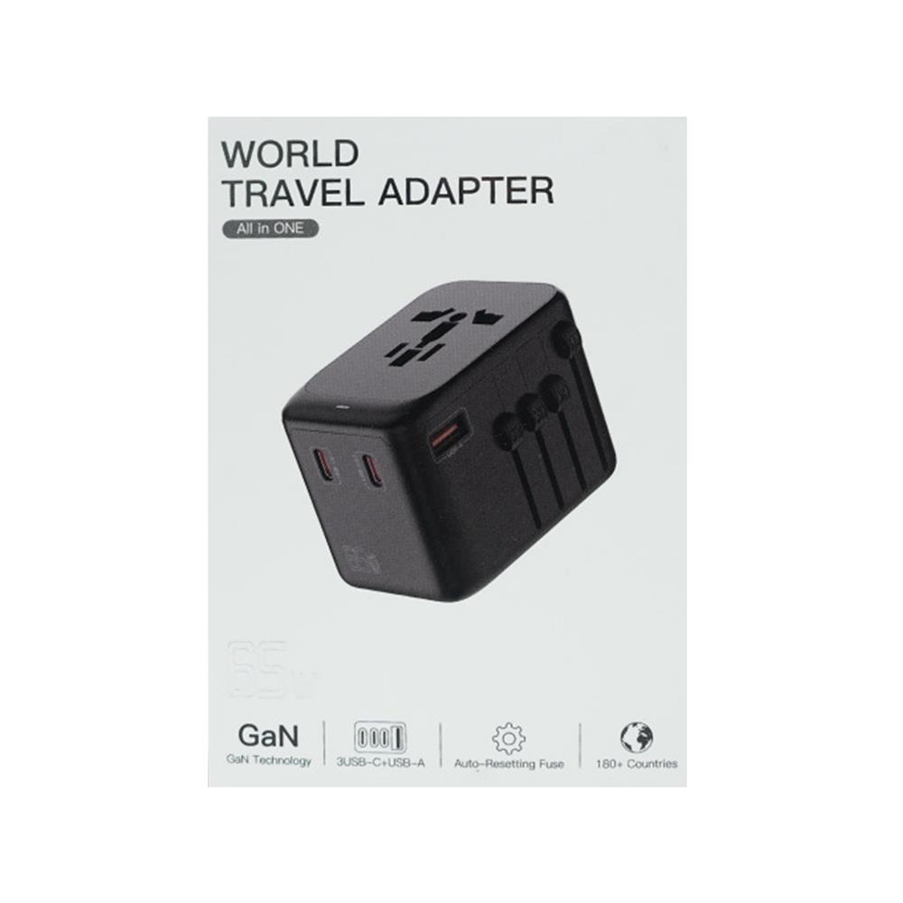 ปลั๊กแปลง 4 IN 1 UNIVERSAL 1 USB 3 TYPE C MOOV TA05 สีดำ