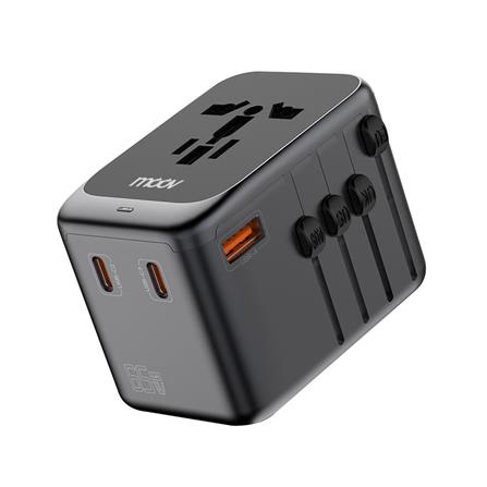 ปลั๊กแปลง 4 IN 1 UNIVERSAL 1 USB 3 TYPE C MOOV TA05 สีดำ_0