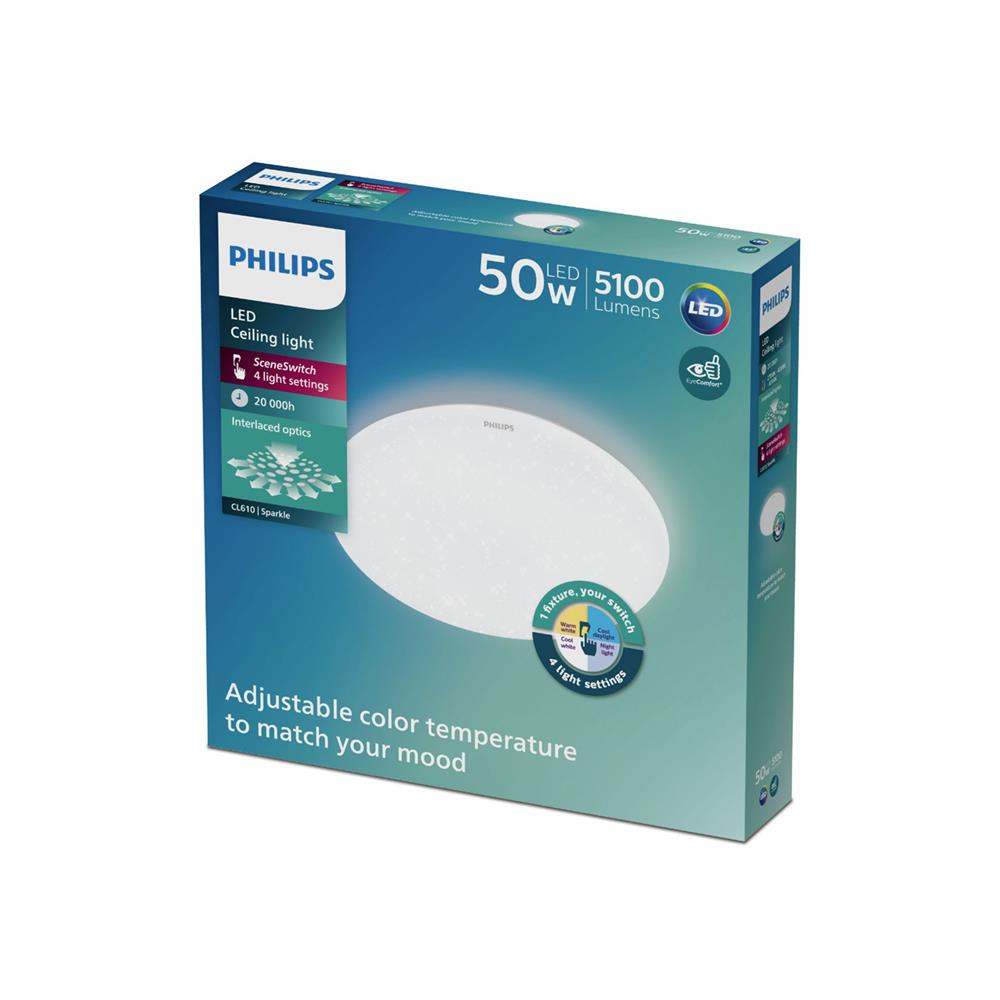 ไฟเพดาน LED PHILIPS CL610 SPARKLE 19 นิ้ว 50 วัตต์ DAYLIGHT/COOL WHITE/WARM WHITE สีขาว