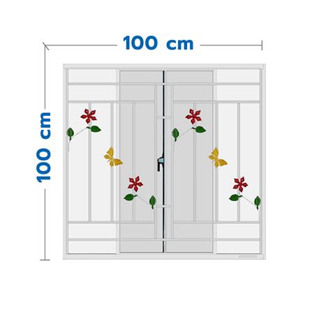 หน้าต่างบานเลื่อน อะลูมิเนียม มุ้ง เหล็กดัด MHOLARN ลายดอกไม้ผีเสื้อ 100X100 ซม. หนา 8.5 ซม. สีขาว_0