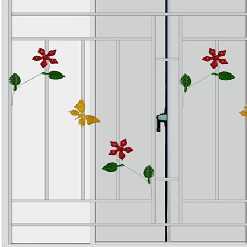 หน้าต่างบานเลื่อน อะลูมิเนียม มุ้ง เหล็กดัด MHOLARN ลายดอกไม้ผีเสื้อ 120X110 ซม. หนา 8.5 ซม. สีขาว