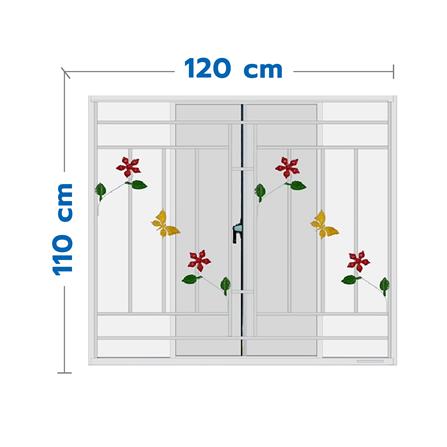 หน้าต่างบานเลื่อน อะลูมิเนียม มุ้ง เหล็กดัด MHOLARN ลายดอกไม้ผีเสื้อ 120X110 ซม. หนา 8.5 ซม. สีขาว_0