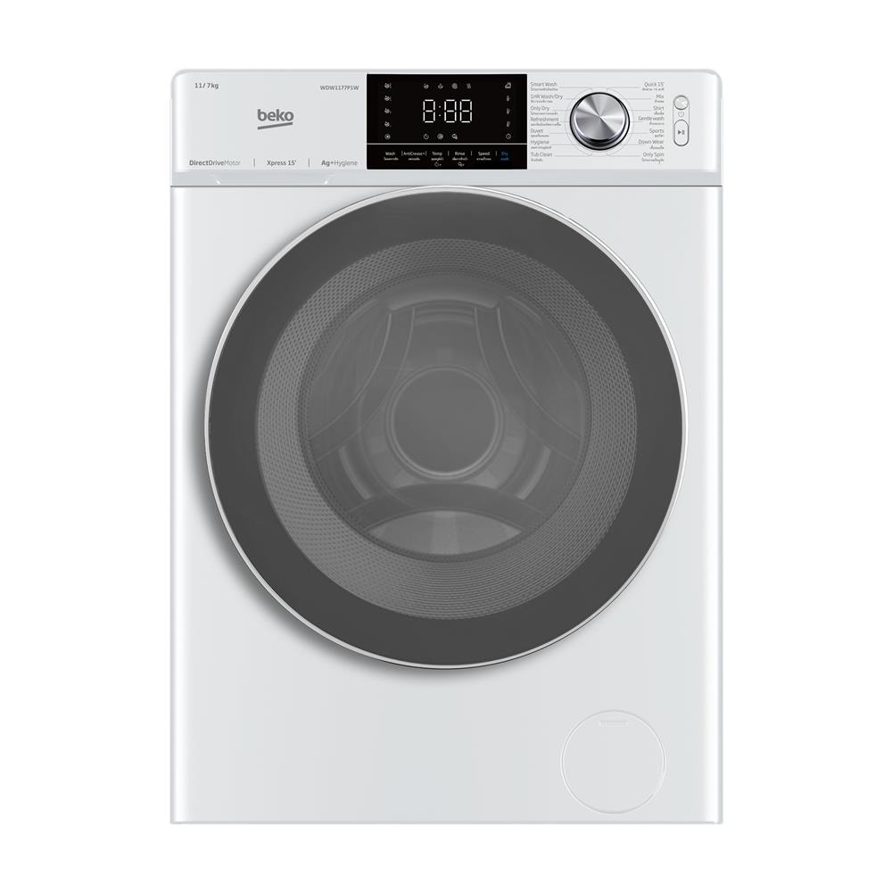 เครื่องซักอบผ้าฝาหน้า BEKO WDW117P1W 11/7 1400RPM อินเวอร์เตอร์ สีขาว