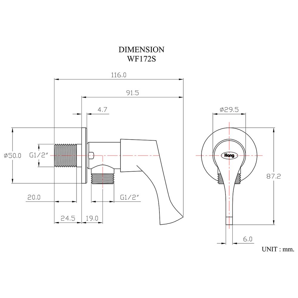 วาล์วฝักบัว 1 ทาง HANG WF-172S