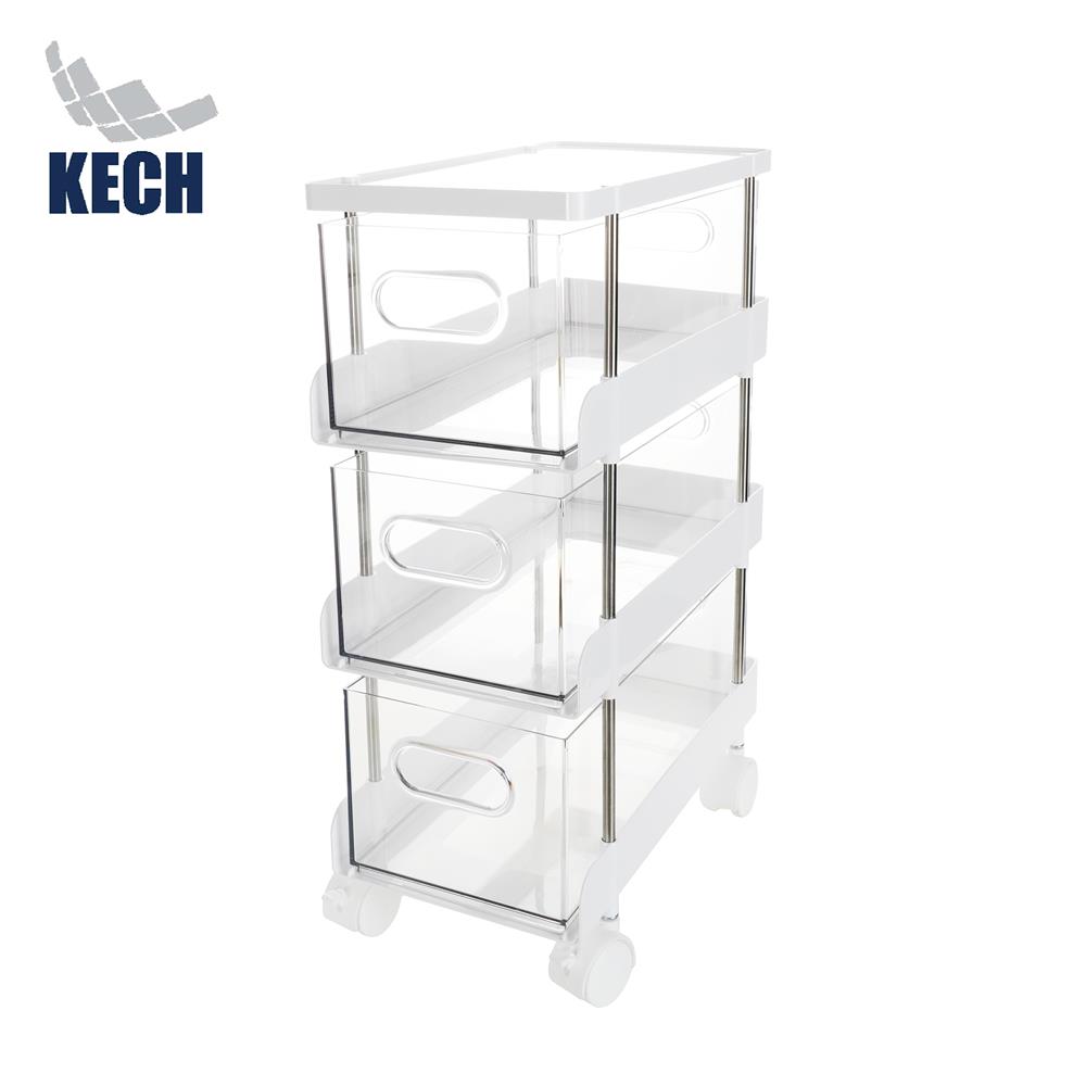 ชั้นวางใส 3 ชั้น มีล้อ KECH LUCID 32.8x17.5x49 ซม._1