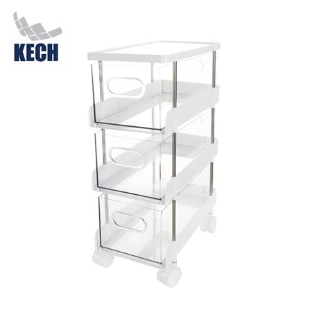 ชั้นวางใส 3 ชั้น มีล้อ KECH LUCID 32.8x17.5x49 ซม._0