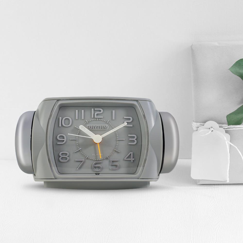 นาฬิกาปลุก RHYTHM 8RA647SR08 6.5X3 นิ้ว สีเทา