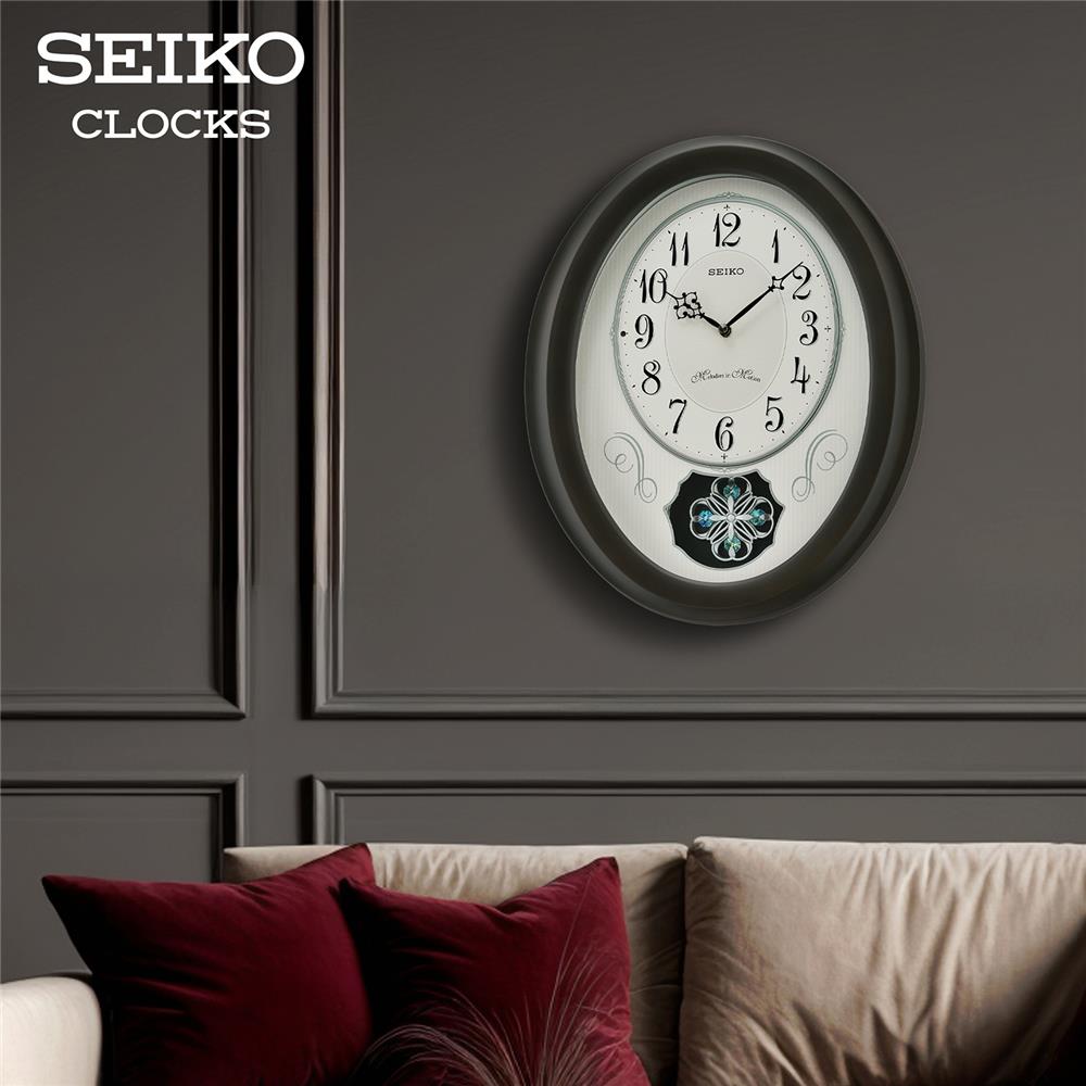 นาฬิกาแขวน SEIKO CLOCKS MELODY QXM606N 13.5X16.5 นิ้ว สีชาร์โคล