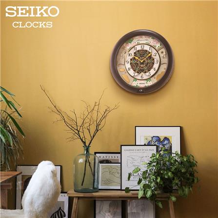 นาฬิกาแขวน SEIKO CLOCKS MELODY QXM391N 16 นิ้ว สีน้ำตาล_8