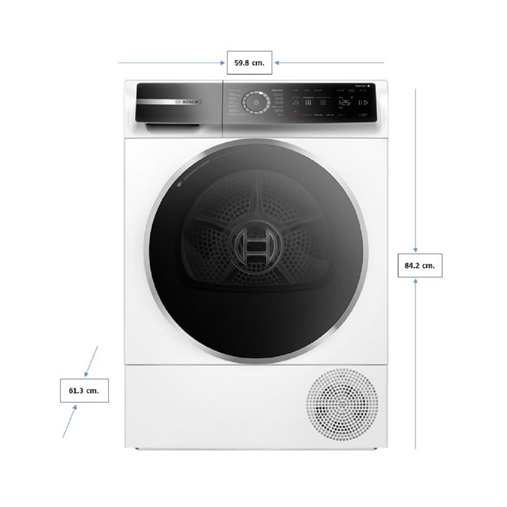 เครื่องอบผ้าฝาหน้า BOSCH WQB245B0TH 9 กก. HEAT PUMP สีขาว
