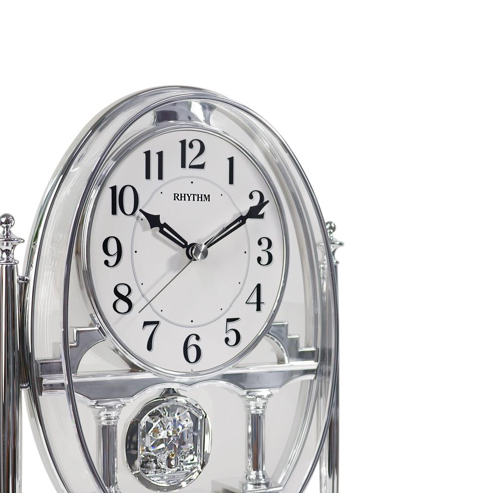 นาฬิกาตั้งโต๊ะ RHYTHM CRP609WR19 7.5X9.5 นิ้ว สีเงิน