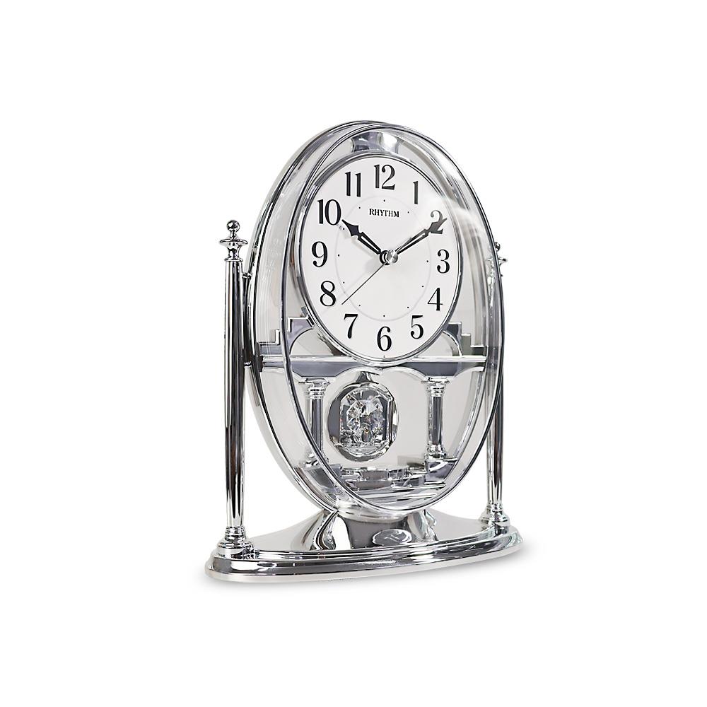 นาฬิกาตั้งโต๊ะ RHYTHM CRP609WR19 7.5X9.5 นิ้ว สีเงิน