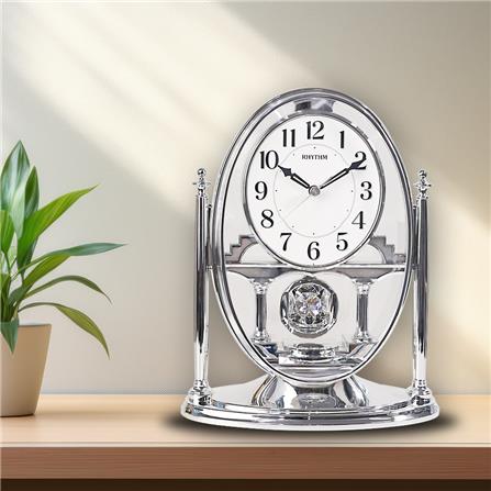 นาฬิกาตั้งโต๊ะ RHYTHM CRP609WR19 7.5X9.5 นิ้ว สีเงิน_5