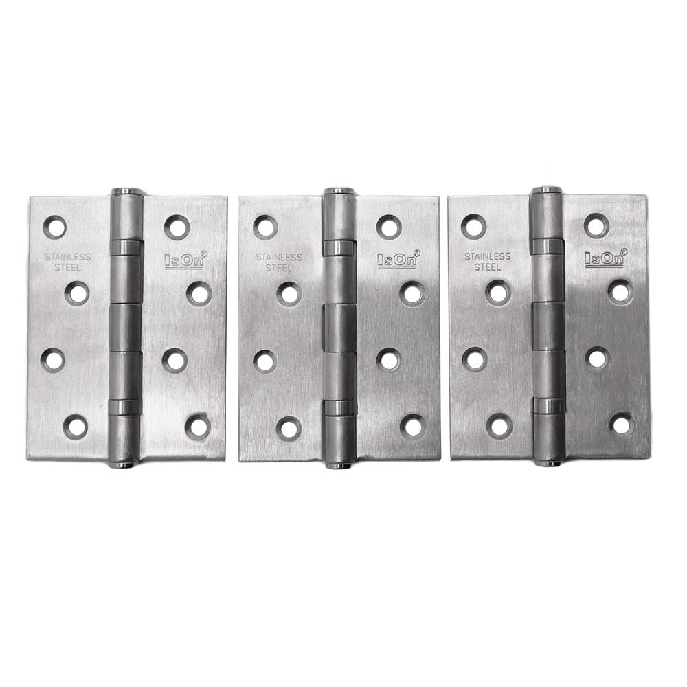 บานพับ 4x3 นิ้ว x 1.8 มม. ISON J211413 สีสเตนเลส (แพ็ก 3 ชิ้น)