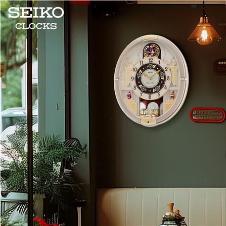 นาฬิกาแขวน SEIKO CLOCKS MELODY QXM290S 18X15 นิ้ว สีเบจ_4