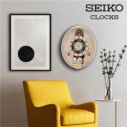 นาฬิกาแขวน SEIKO CLOCKS MELODY QXM290S 18X15 นิ้ว สีเบจ_5