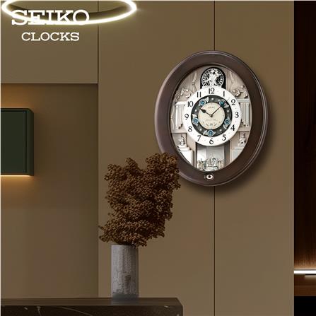 นาฬิกาแขวน SEIKO CLOCKS MELODY QXM389N 19X16 นิ้ว สีน้ำตาล_5