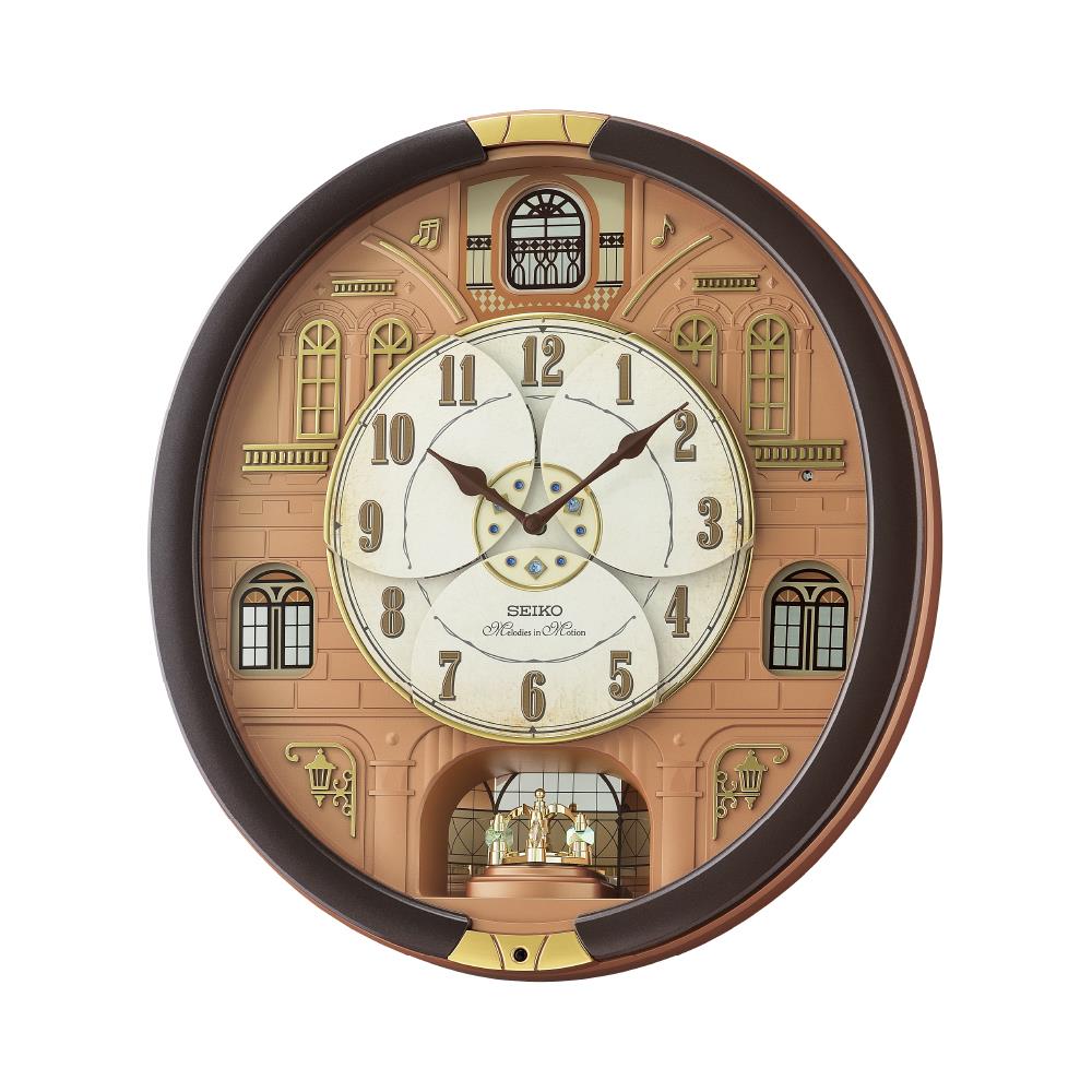นาฬิกาแขวน SEIKO CLOCKS MELODY QXM601B 17.5X16 นิ้ว สีน้ำตาล