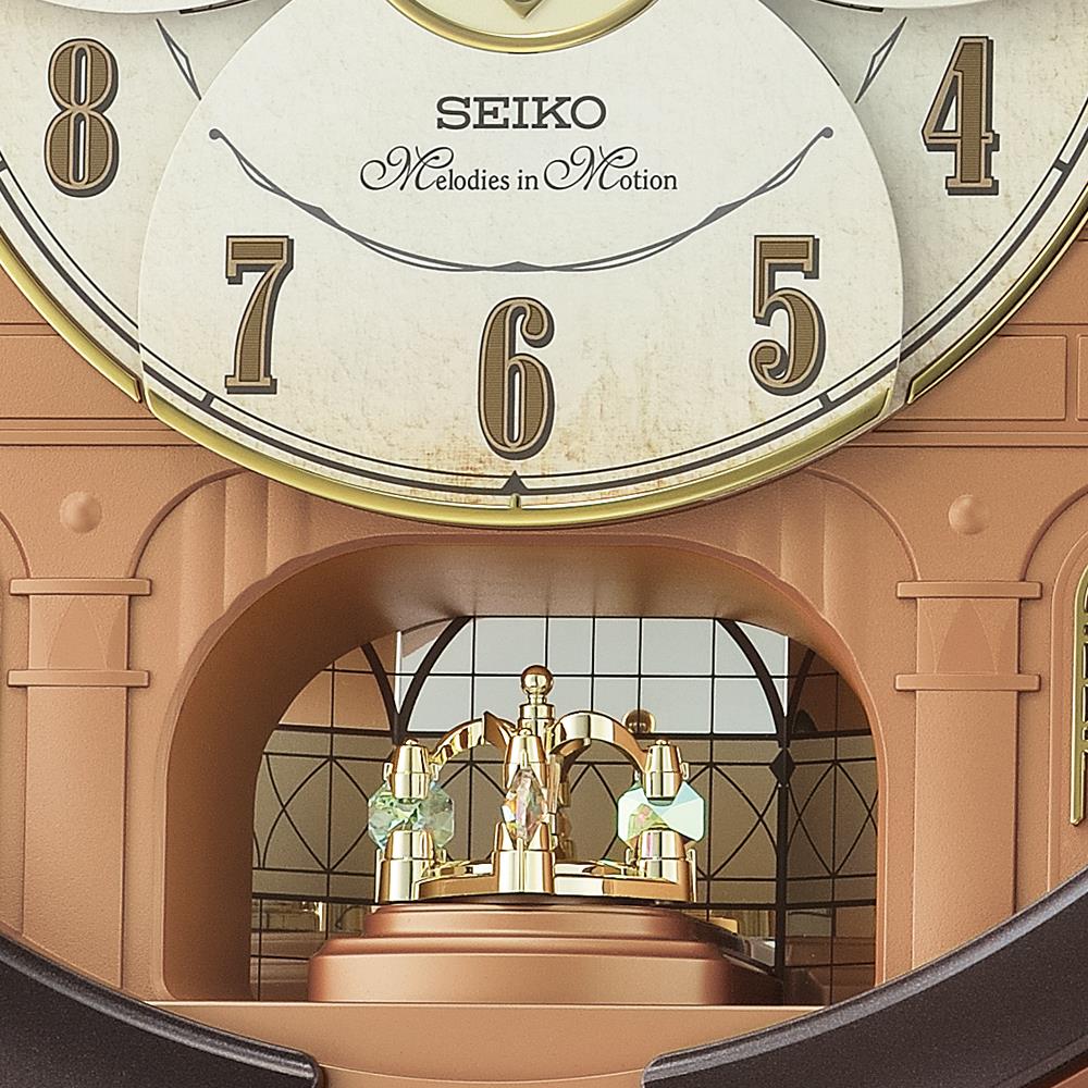 นาฬิกาแขวน SEIKO CLOCKS MELODY QXM601B 17.5X16 นิ้ว สีน้ำตาล