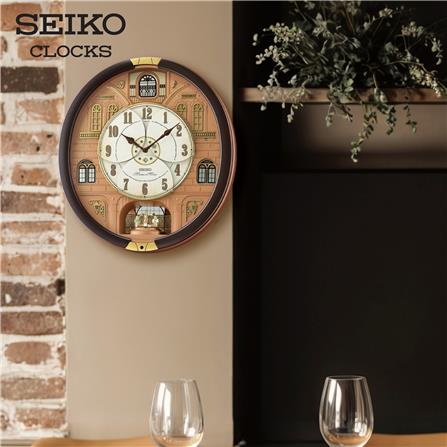 นาฬิกาแขวน SEIKO CLOCKS MELODY QXM601B 17.5X16 นิ้ว สีน้ำตาล_4