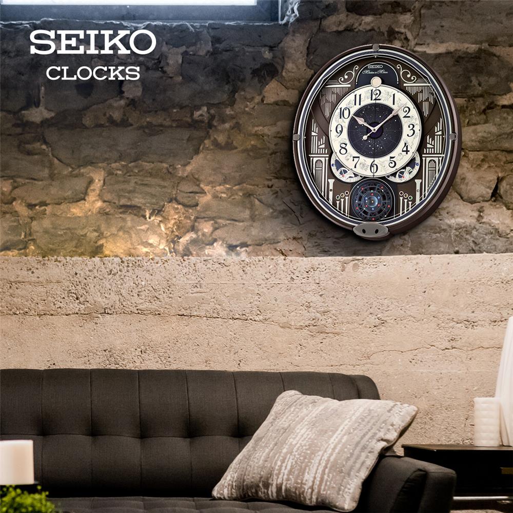 นาฬิกาแขวน MELODY SEIKO CLOCKS QXM393N 18X15.5 นิ้ว สีทอง/น้ำเงิน