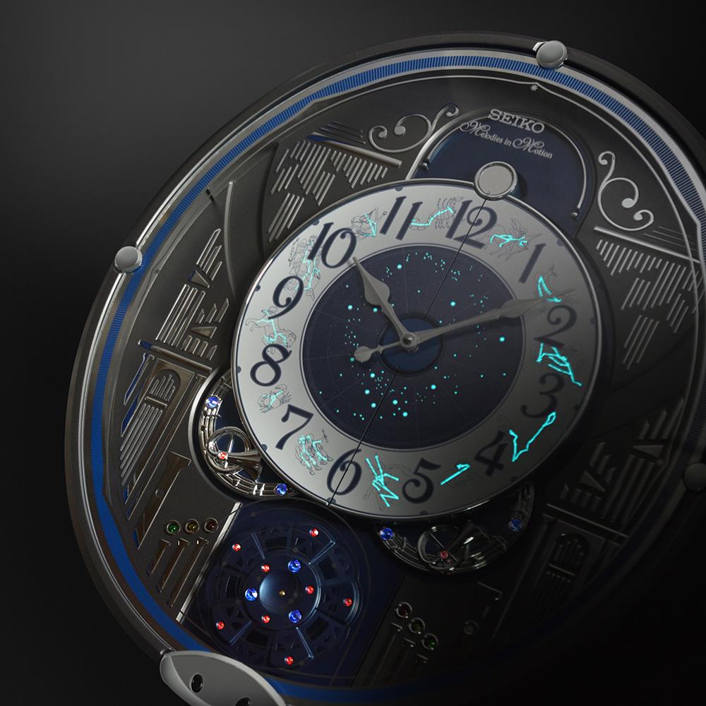 นาฬิกาแขวน MELODY SEIKO CLOCKS QXM393N 18X15.5 นิ้ว สีทอง/น้ำเงิน