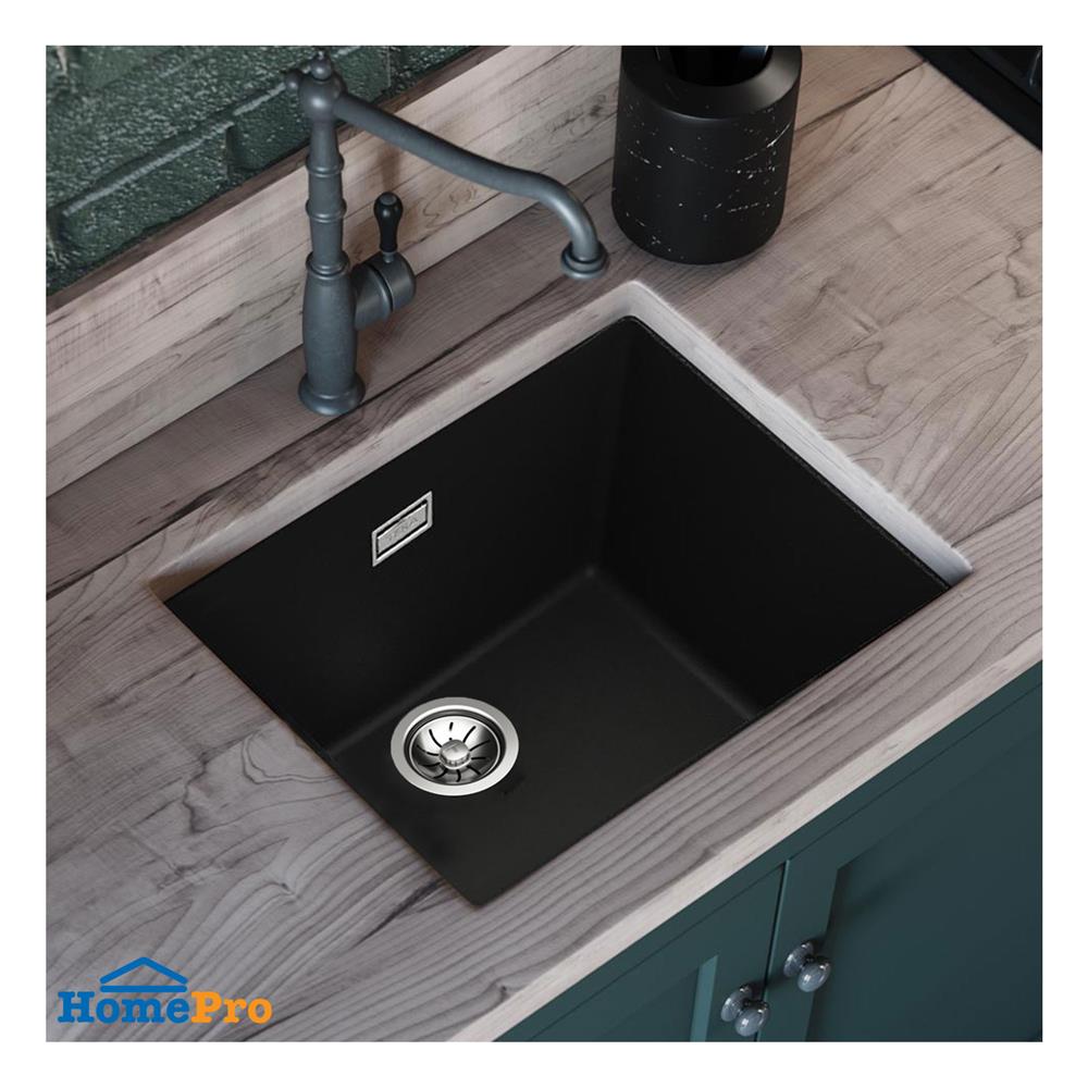 ซิงค์ฝัง 1 หลุม TEKA KUBE 40.40 TG BK U 43 สีดำ