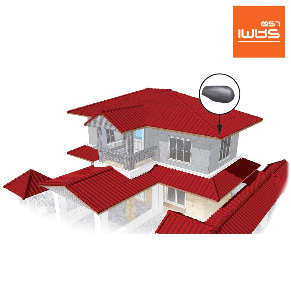 ครอบสันโค้งหางมนแบบเว้า ลอนคู่ ตราเพชร 56x57 ซม. สีไอรอนเกรย์