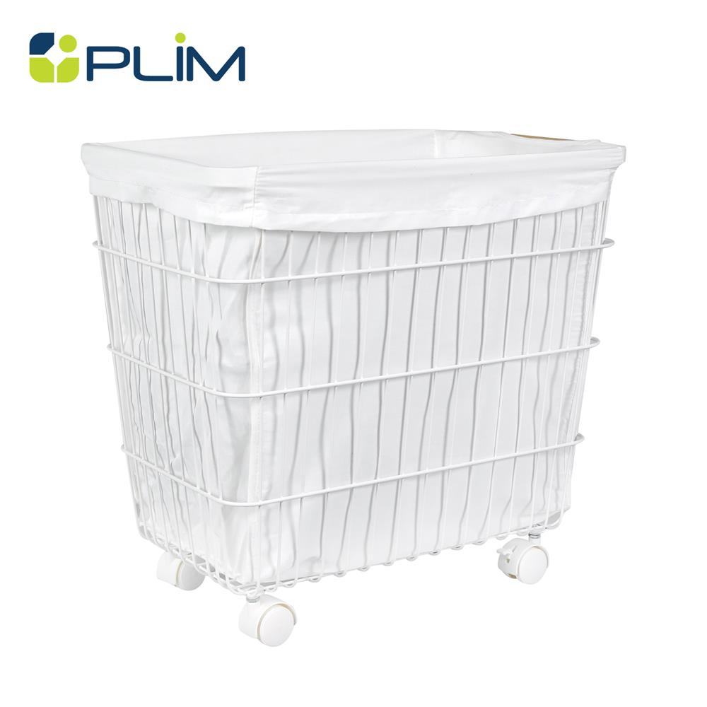 ตะกร้าผ้าเหลี่ยมมีล้อ PLIM KATE สีขาว_0