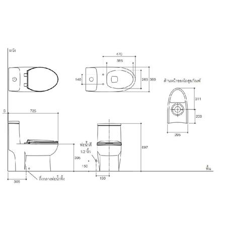 สุขภัณฑ์ 1 ชิ้น KARAT K-33295X-S-WK 3/4.5L สีขาว_3