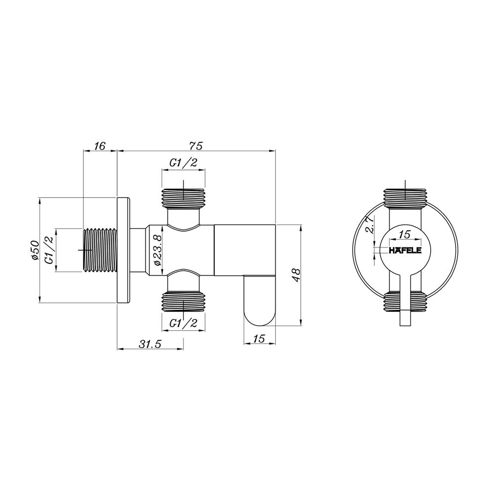 สต๊อปวาล์ว 2 ทาง HAFELE 495.60.834