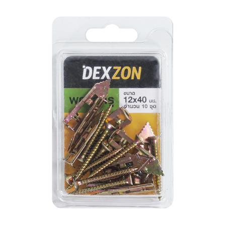 พุ๊กยิปซั่มปีกผีเสื้อ+สกรู DEXZON 12x40 มม. (แพ็ก 10 ชิ้น)_2