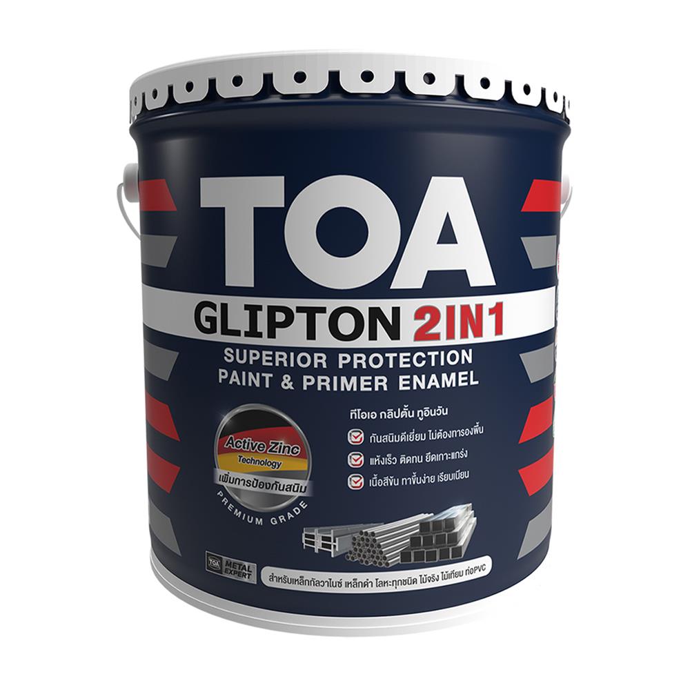 สีน้ำมันเคลือบกันสนิม ชนิดเงา TOA GLIPTION 2 IN 1 GG800 สีดำ 5 แกลลอน